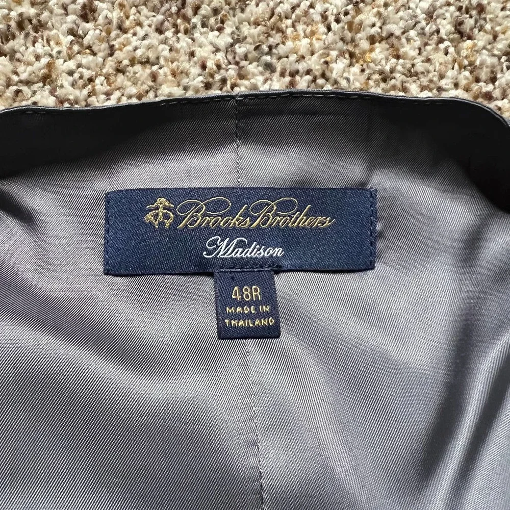 NWOT Brooks Brothers Madison Wool Windowpane Vest Lined Gray Brown Mens Size 48R - Picture 6 of 9